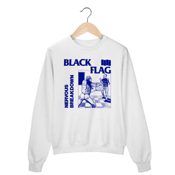 Moletom Fechado Premium Black Flag - Nervous Breakdown - Coleção Punk/ Hardcore