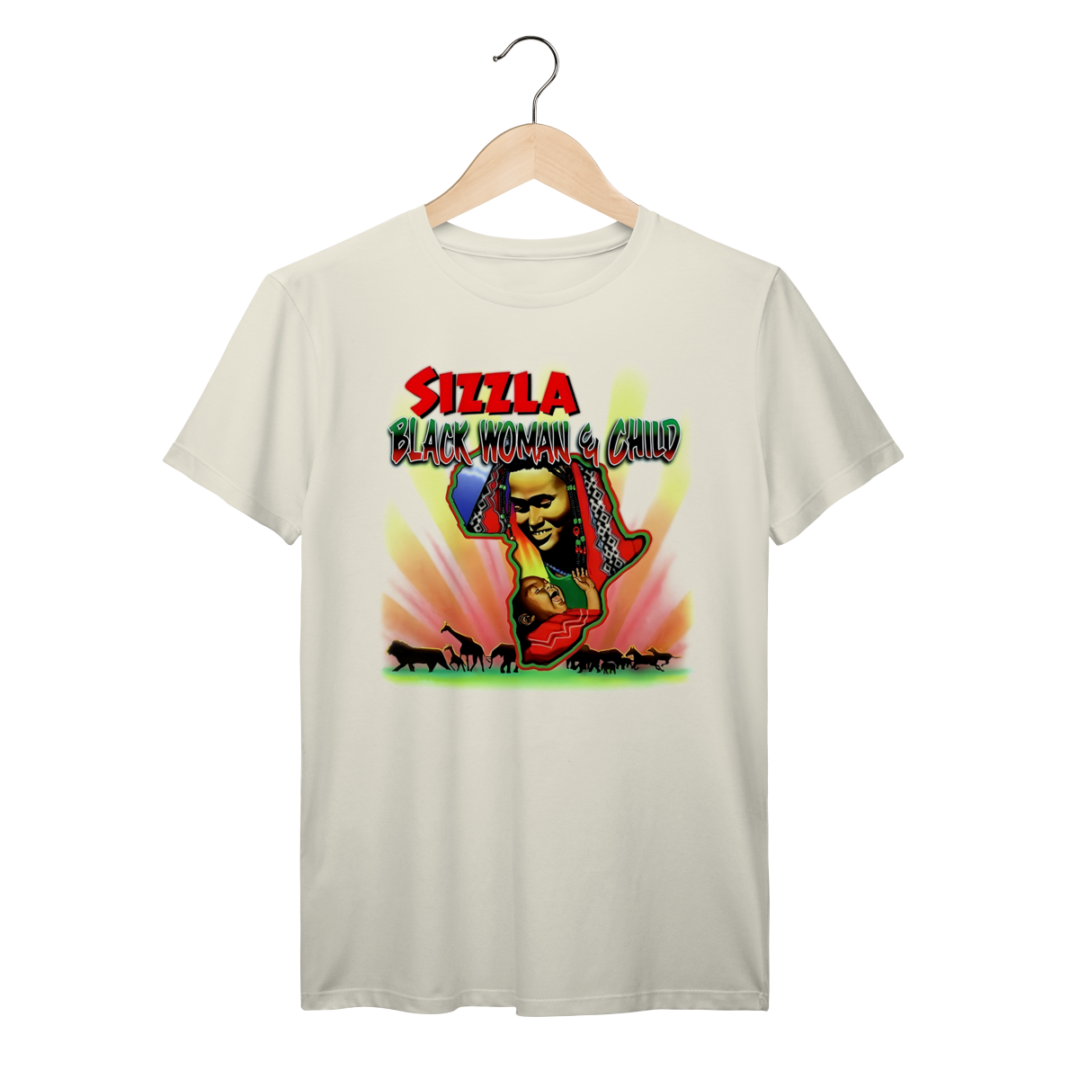 Camiseta Premium Sizzla - Black Woman and Child - Coleção Reggae