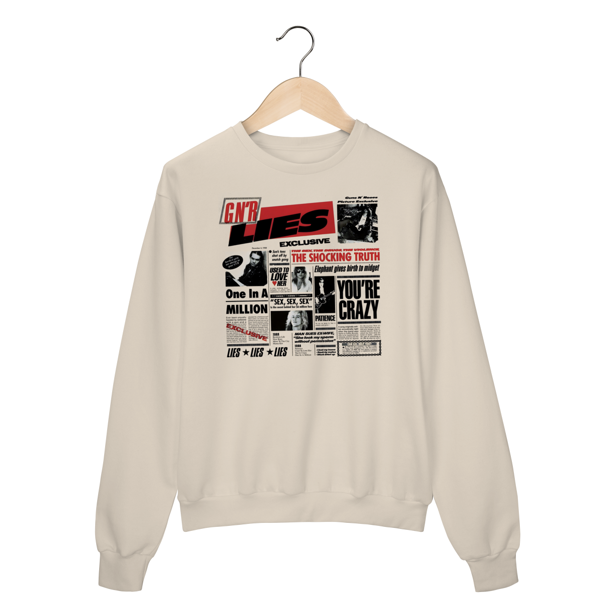 Nome do produto: Moletom Fechado Premium Guns n\' Roses - Lies - Coleção Rock