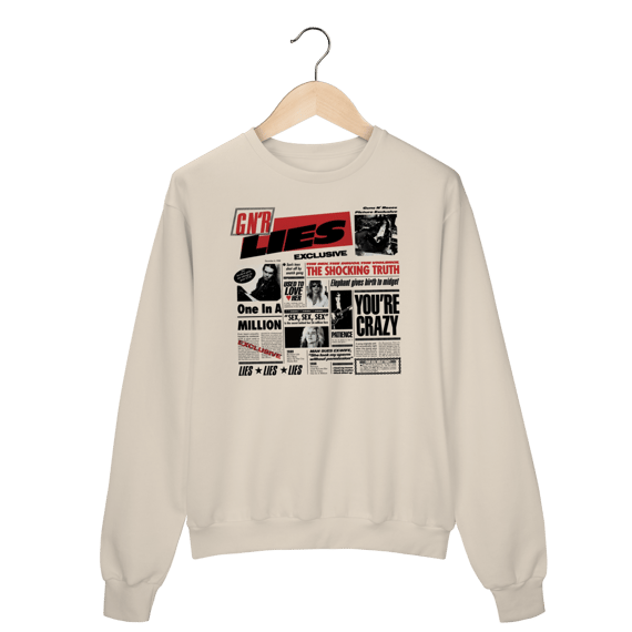 Moletom Fechado Premium Guns n' Roses - Lies - Coleção Rock