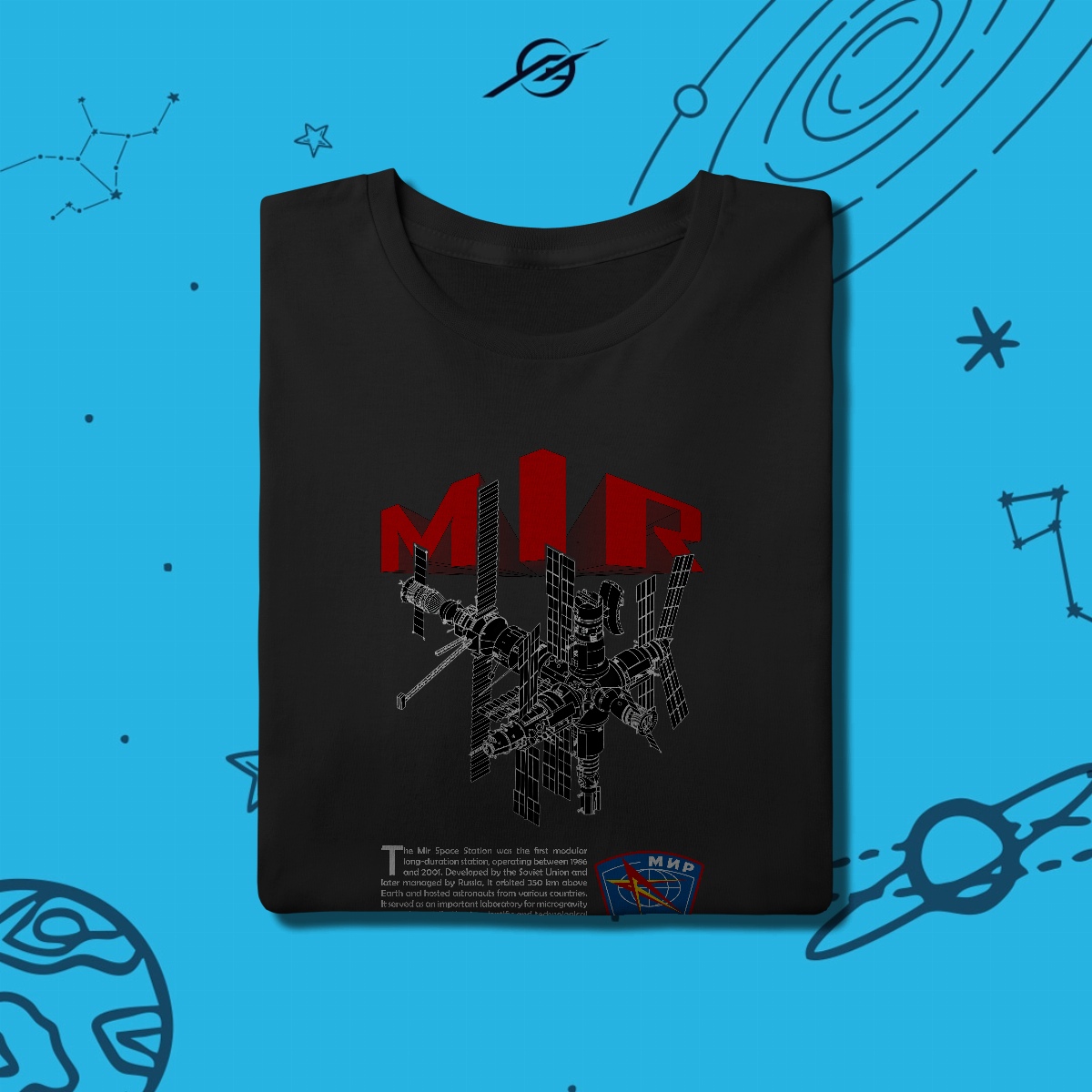 Nome do produto: Camiseta Masculina Mir Space Station 