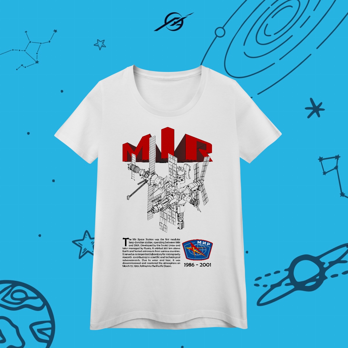 Nome do produto: Camiseta Feminina Mir Space Station 