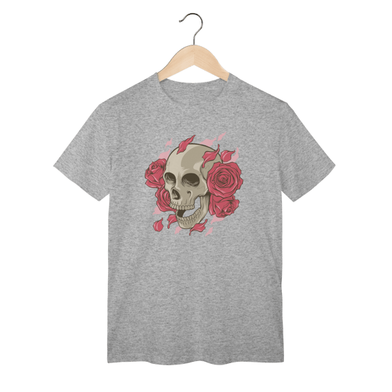 Camiseta Caveira Flores Rosas