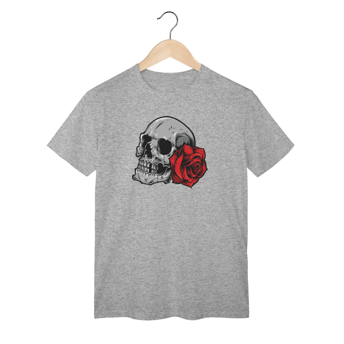 Nome do produto: Camiseta Caveira Rosa Vermelha