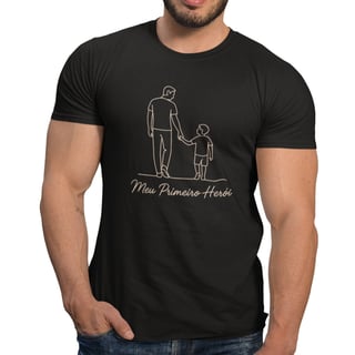 Nome do produto Camiseta Meu Primeiro Herói Dia dos Pais Filho Algodão