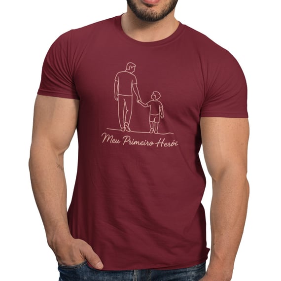 Camiseta Meu Primeiro Herói Dia dos Pais Filho Algodão
