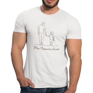 Nome do produto Camiseta Meu Primeiro Herói Dia dos Pais Filho Algodão
