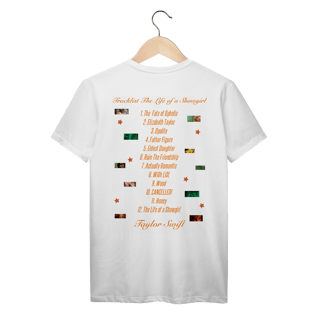 Nome do produto Camiseta - Showgirl frente e verso Marfim - Taylor Swift