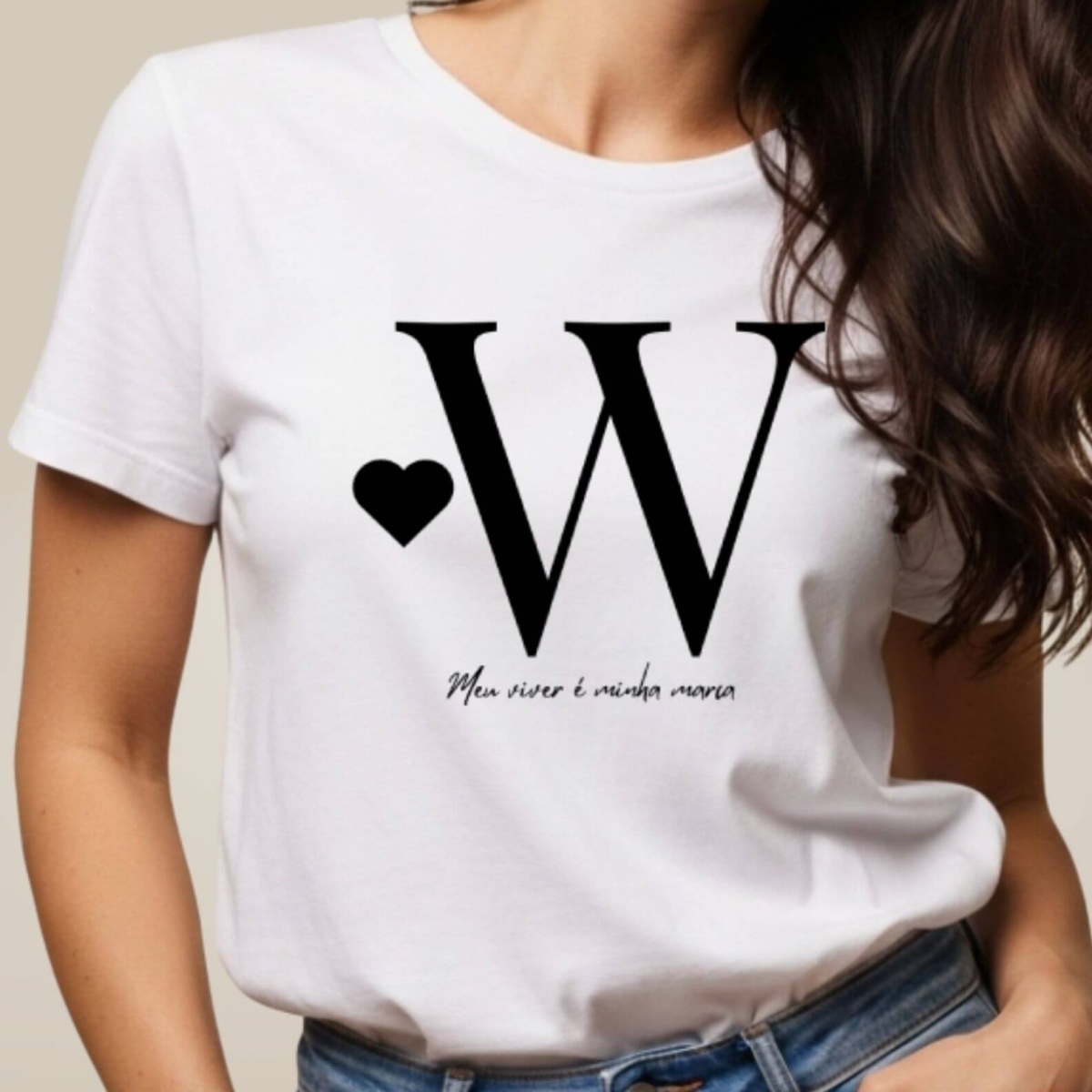 Nome do produto: Camiseta Letra W - Meu Viver é Minha Marca
