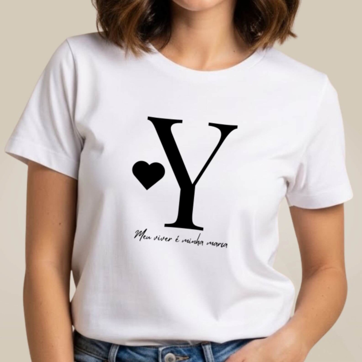 Nome do produto: Camiseta Letra Y - Meu Viver é Minha Marca