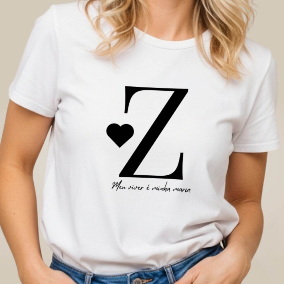 Nome do produto: Camiseta Letra Z - Meu Viver é Minha Marca