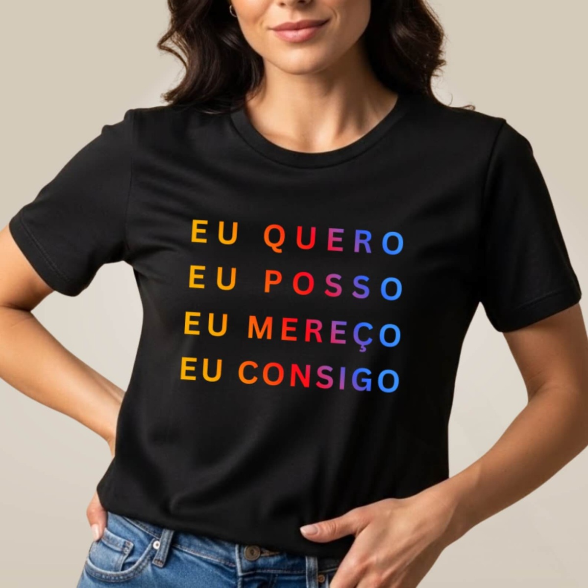 Nome do produto: Camiseta Eu Quero Eu Posso