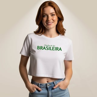 Nome do produto Cropped Orgulho de Ser Brasileira Branco e Verde