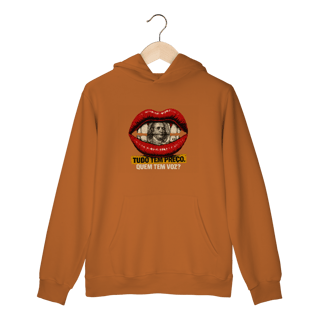 Nome do produto Moletom Quality Canguru “Tudo Tem Preço” – Estampa com Crítica Visual  | OxVibe Streetwear