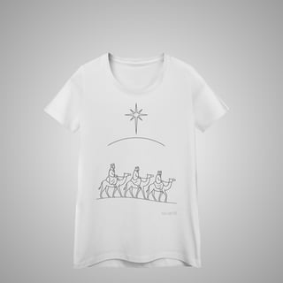 Nome do produtoTrês Reis Magos – Camiseta Feminina – Coleção Natal