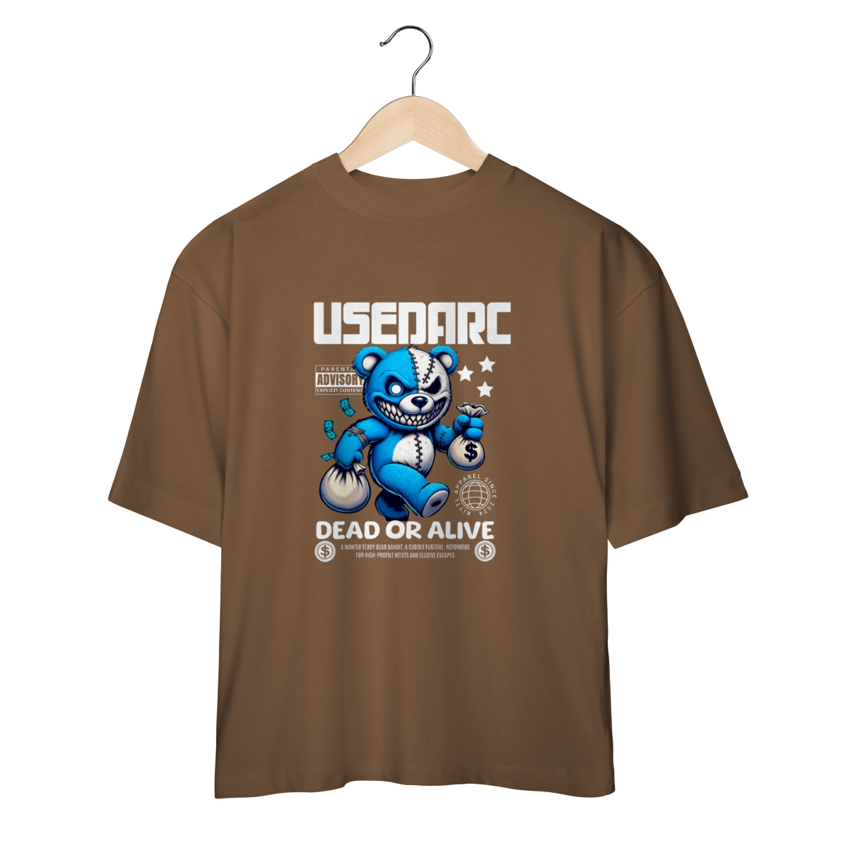 Nome do produto: Camiseta UseDarc – Urso Esperto com Saco de Dinheiro Streetwear