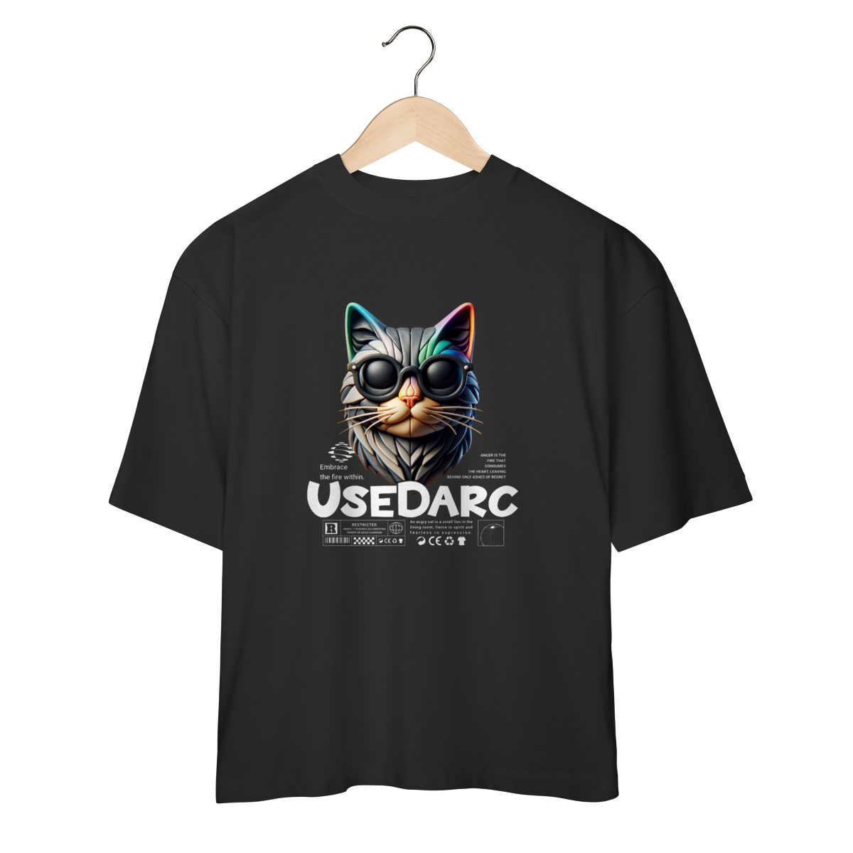 Nome do produto: Camiseta USEDARC Cool Cat – Estilo Urbano e Moderno