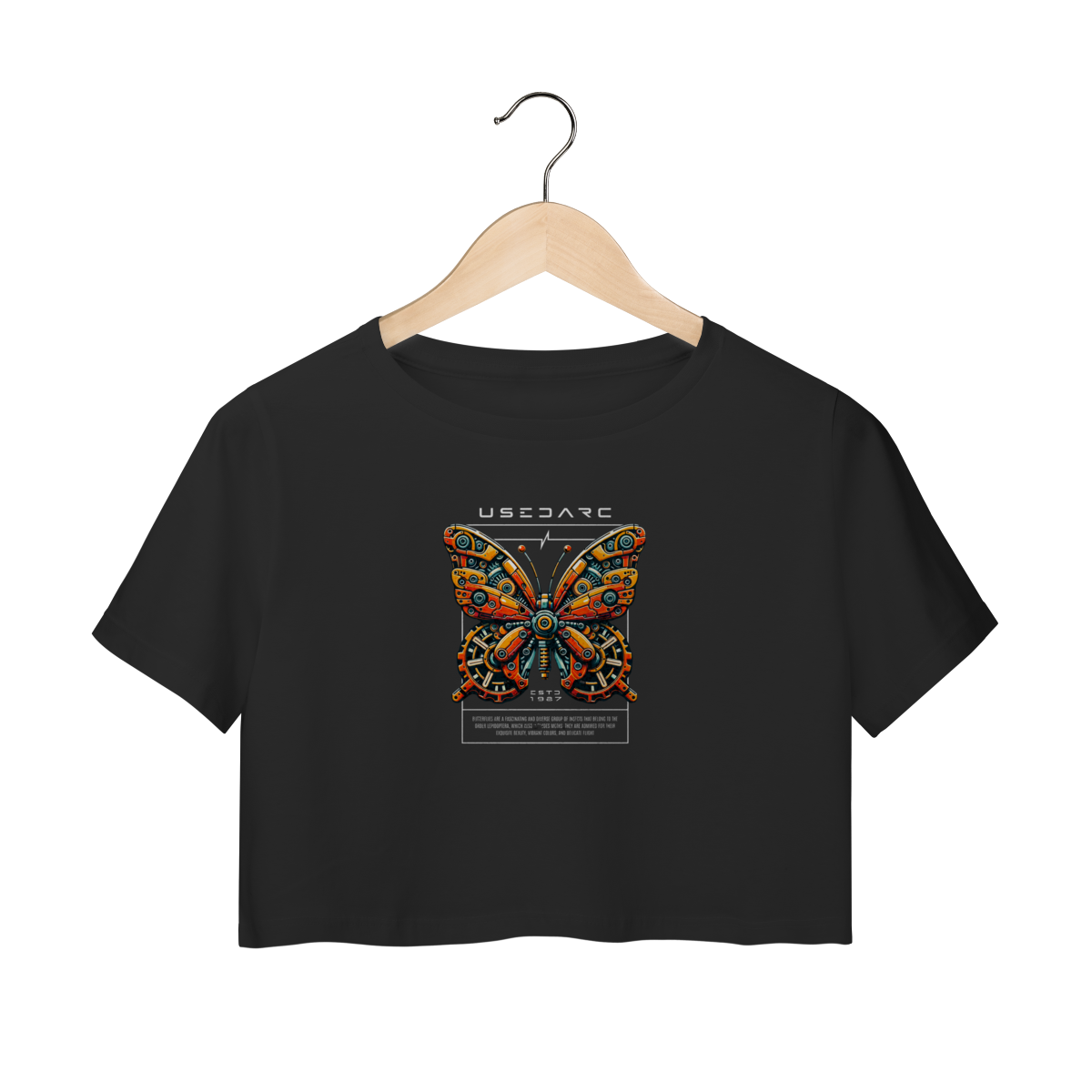 Nome do produto: Camiseta USEDARC Mechanical Butterfly – Arte Futurista