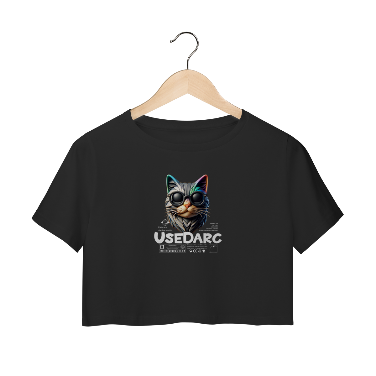 Nome do produto: Cropped USEDARC Cool Cat – Street Style Feminino