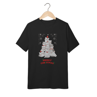 Camiseta Merry Christmas gatinhos (10 a 14anos)