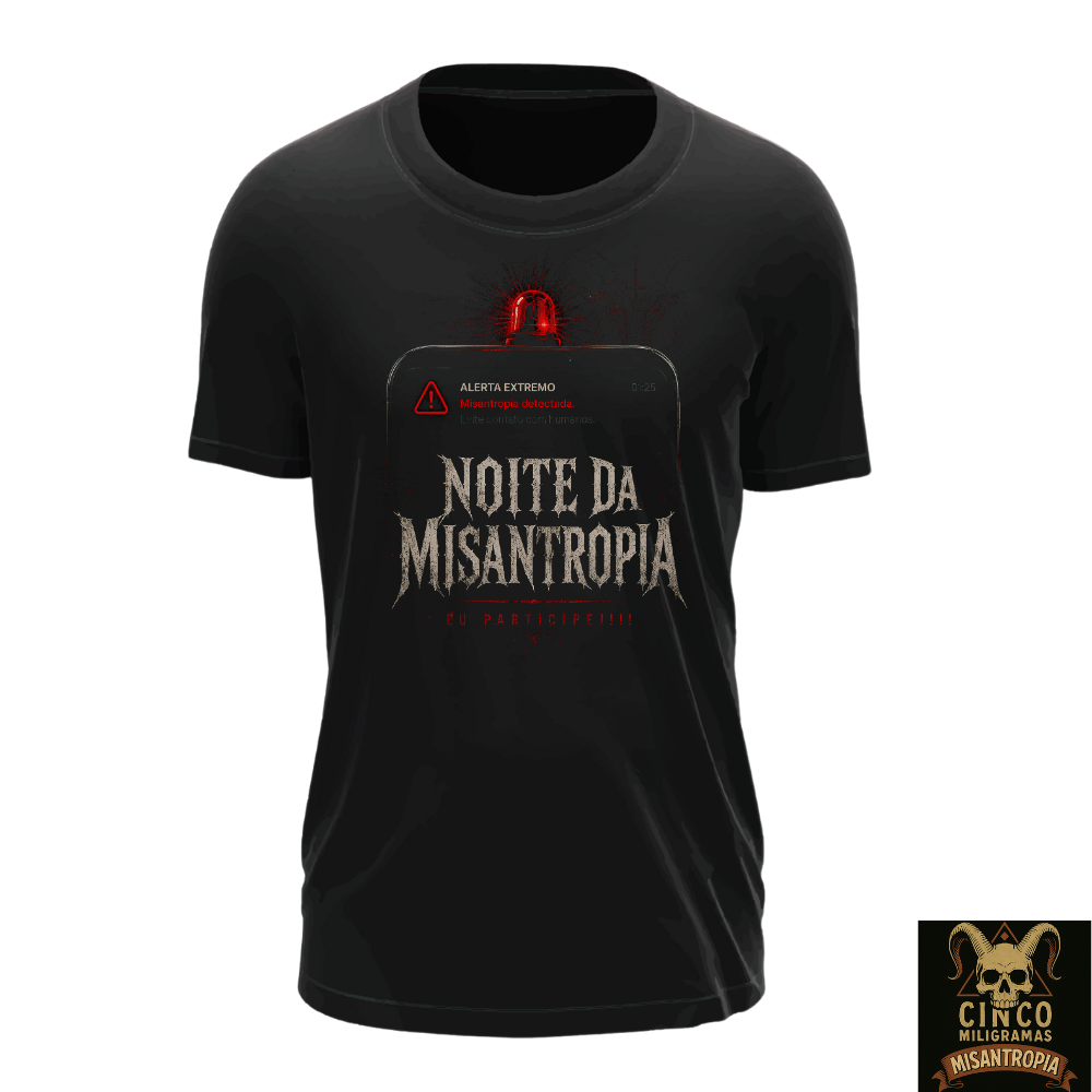 Nome do produto: CAMISETA ALERTA EXTREMO — MISANTROPIA DETECTADA