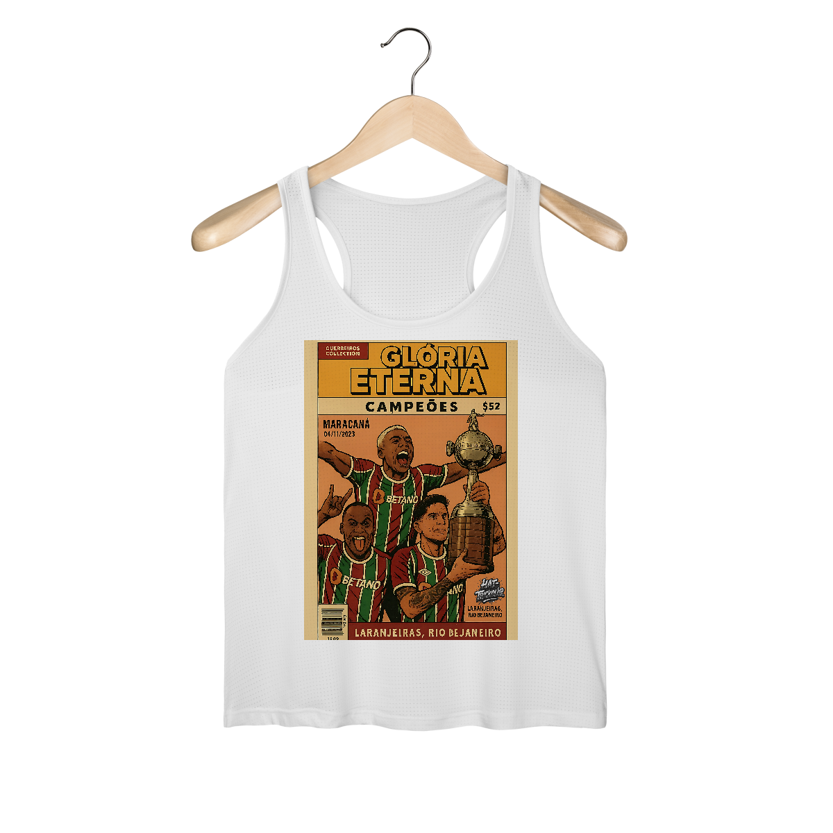 Nome do produto: Regata Dry Fit Feminina Liberta Hat-Trickolor Fluminense