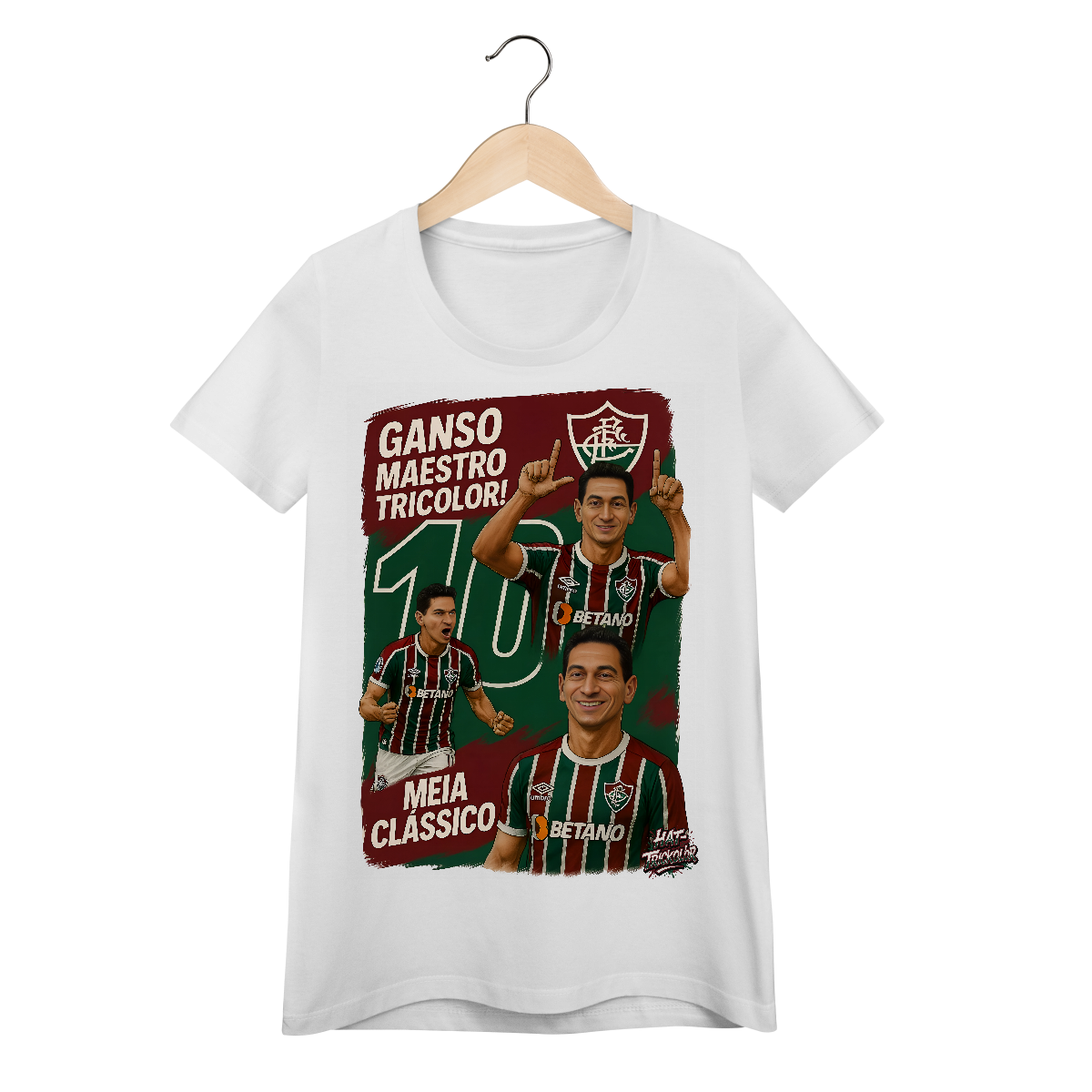 Nome do produto: Camisa Baby Long Ganso Hat-Trickolor Fluminense