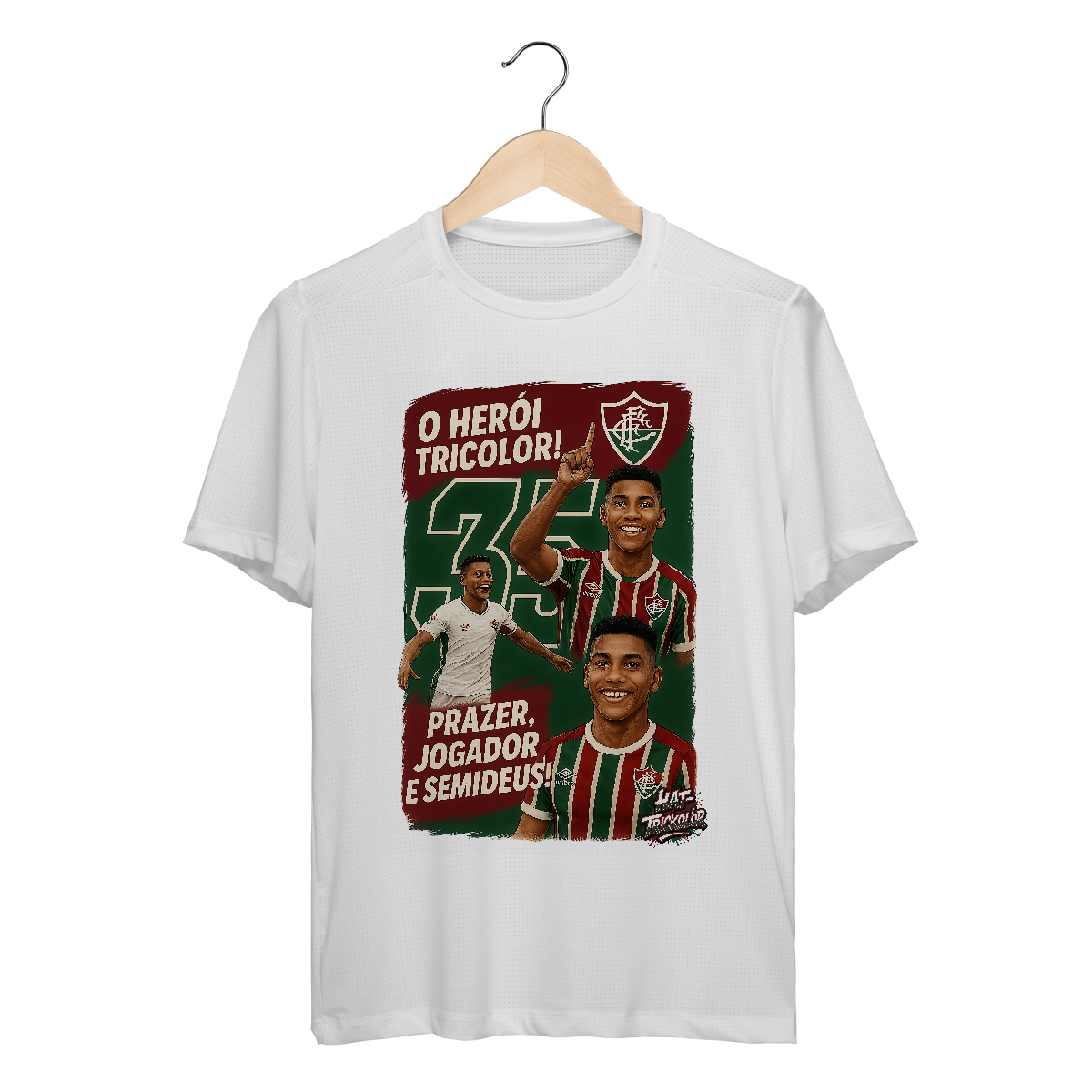 Nome do produto: Camisa Dry Fit Unissex Hércules Hat-Trickolor Fluminense