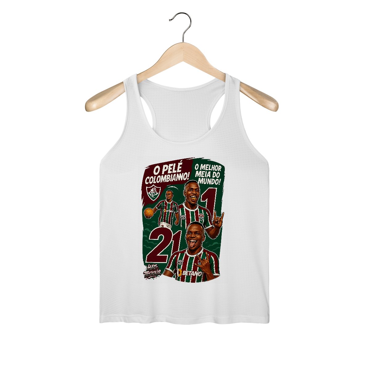 Nome do produto: Regata Dry Fit Feminina Árias Hat-Trickolor Fluminense