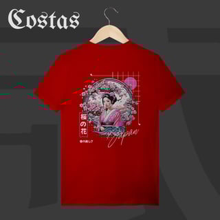 Nome do produto Camiseta T-Shirt - Geisha no Sakura | Arte nas costas