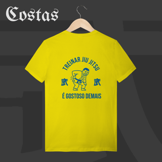 Nome do produto Camiseta T-shirt - Treinar jiujitsu é gostoso demais | Arte nas costas