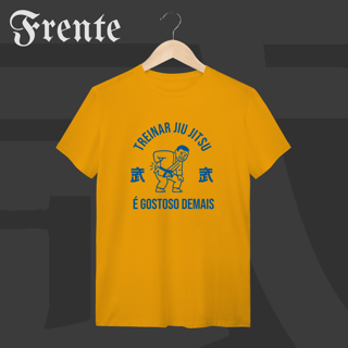 Nome do produto Camiseta T-shirt - Treinar jiujitsu é gostoso demais | Arte no peito