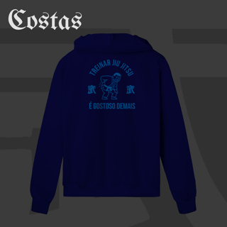 Nome do produto Moletom Zíper - Treinar jiujitsu é gostoso demais | Arte nas costas