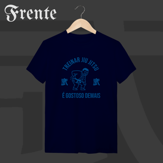 Nome do produto Camiseta T-shirt - Treinar jiujitsu é gostoso demais | Arte no peito