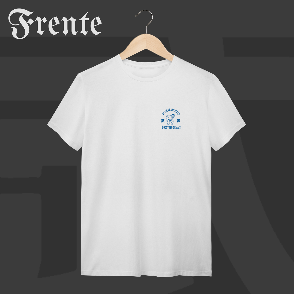 Nome do produto: Camiseta T-shirt - Treinar jiujitsu é gostoso demais | Arte no peito