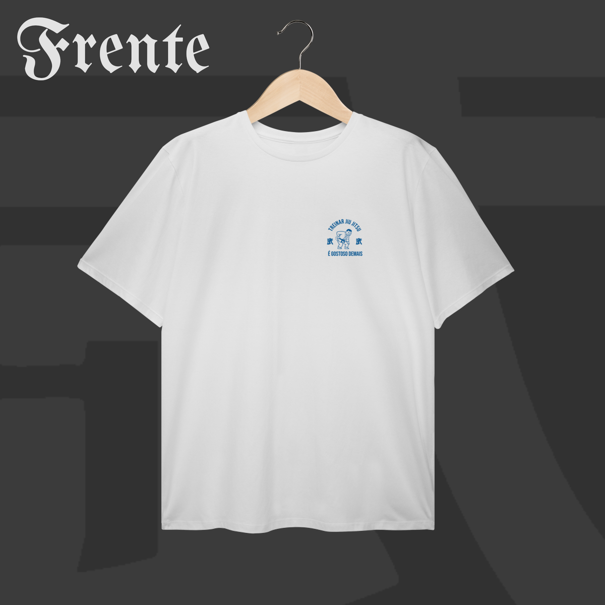 Nome do produto: Camiseta Plus Size - Treinar jiujitsu é gostoso demais | Arte no peito