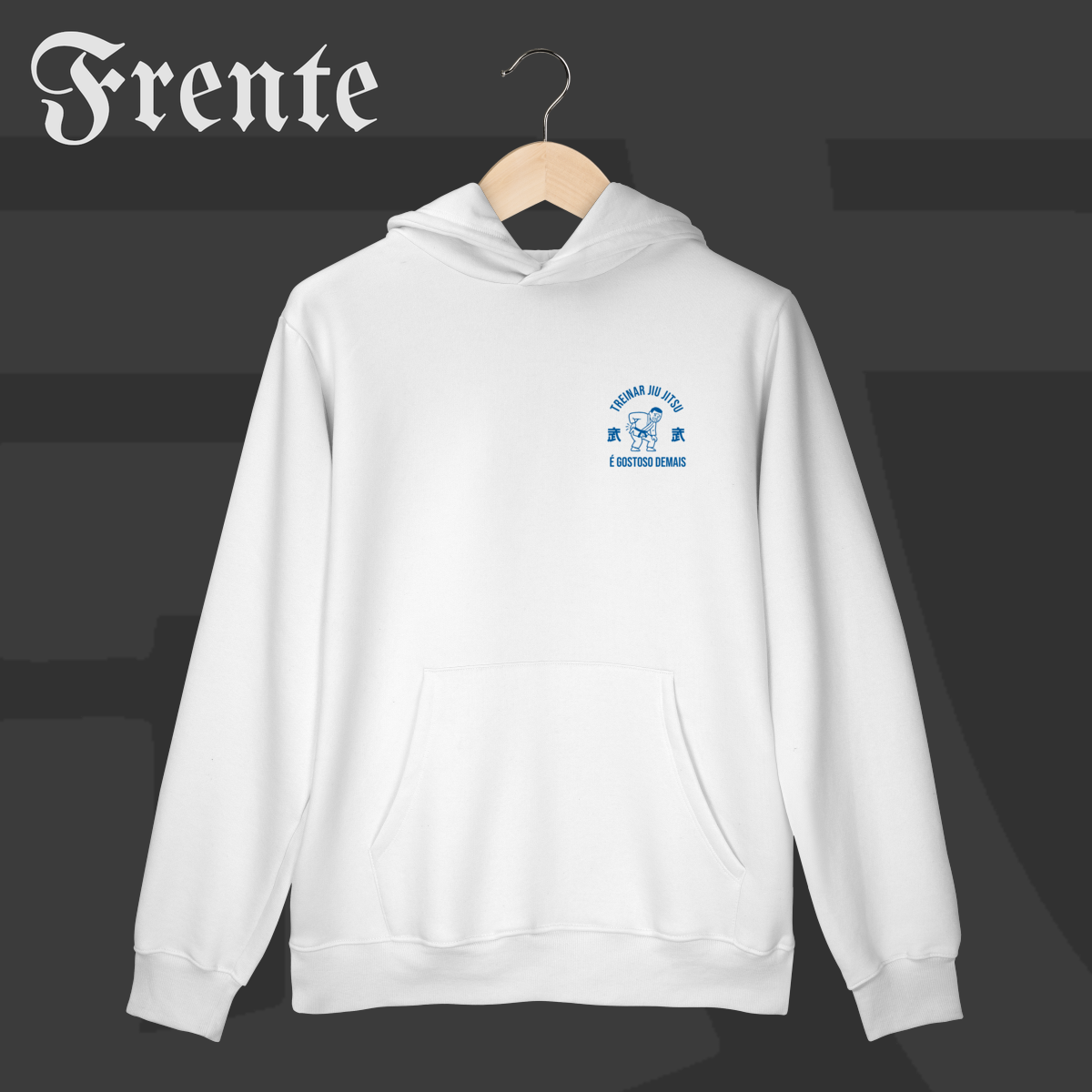 Nome do produto: Moletom Canguru - Treinar jiujitsu é gostoso demais | Arte no peito