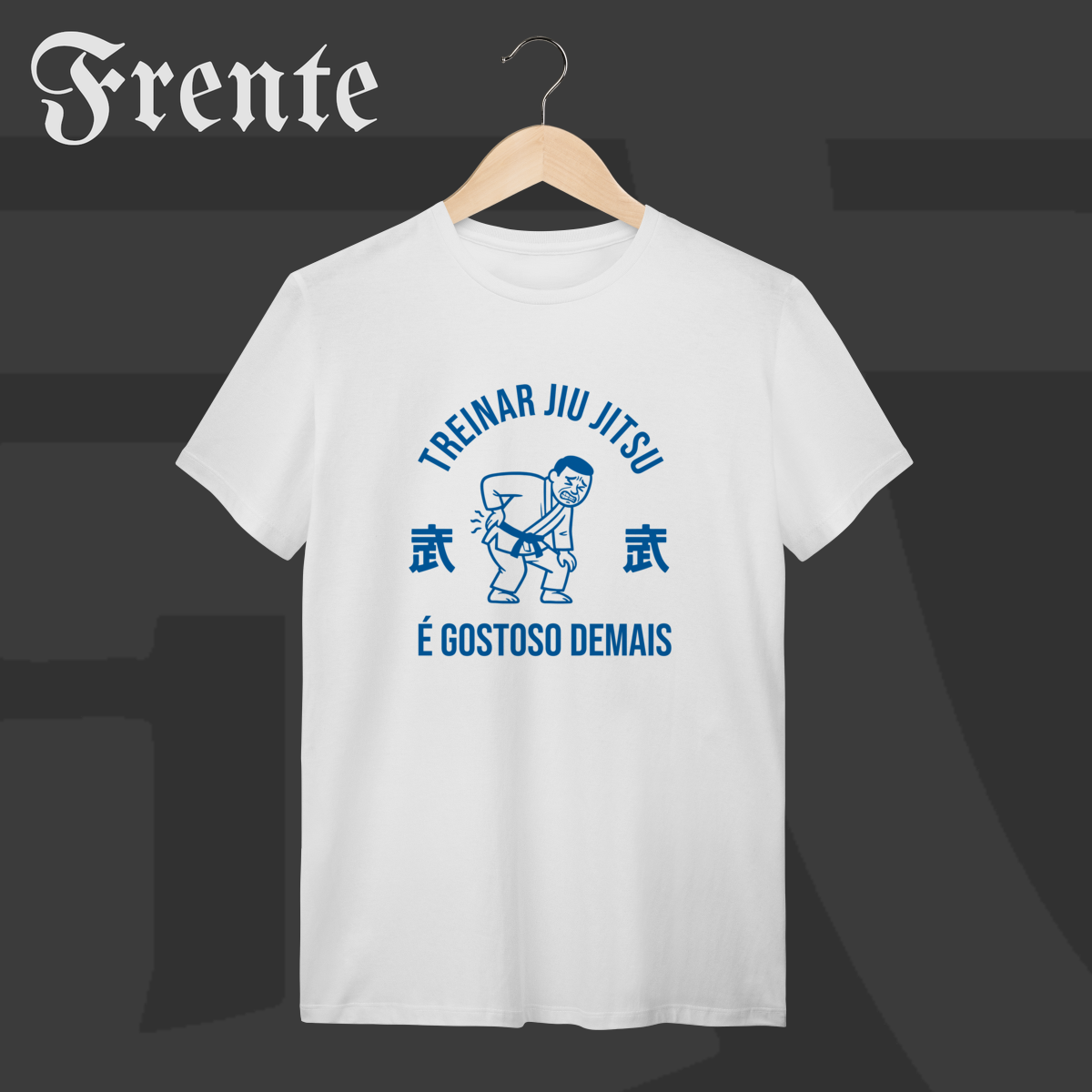 Nome do produto: Camiseta T-shirt - Treinar jiujitsu é gostoso demais | Arte no peito