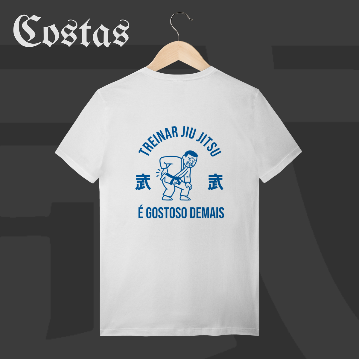 Nome do produto: Camiseta T-shirt - Treinar jiujitsu é gostoso demais | Arte nas costas