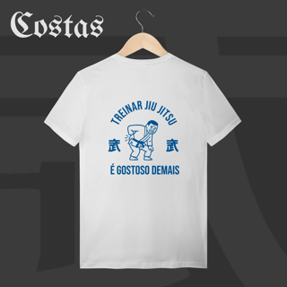 Nome do produto Camiseta T-shirt - Treinar jiujitsu é gostoso demais | Arte nas costas
