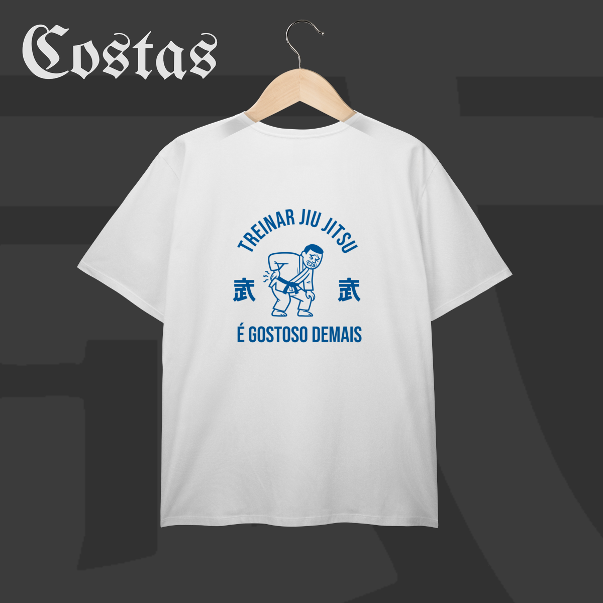 Nome do produto: Camiseta Plua Size - Treinar jiujitsu é gostoso demais | Arte nas costas