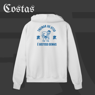 Nome do produto Moletom Zíper - Treinar jiujitsu é gostoso demais | Arte nas costas