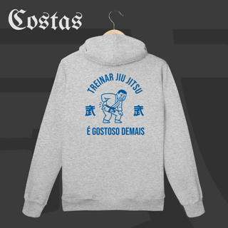 Nome do produto Moletom Canguru - Treinar jiujitsu é gostoso demais | Arte nas costas