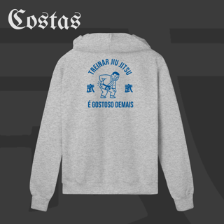 Nome do produto Moletom Zíper - Treinar jiujitsu é gostoso demais | Arte nas costas