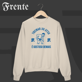 Nome do produto Moletom Fechado - Treinar jiujitsu é gostoso demais | Arte no peito