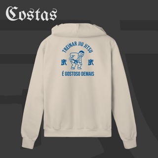 Nome do produto Moletom Zíper - Treinar jiujitsu é gostoso demais | Arte nas costas