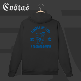 Nome do produto Moletom Canguru - Treinar jiujitsu é gostoso demais | Arte nas costas