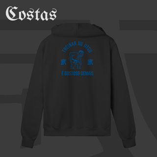 Nome do produto Moletom Zíper - Treinar jiujitsu é gostoso demais | Arte nas costas