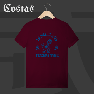 Nome do produto Camiseta T-shirt - Treinar jiujitsu é gostoso demais | Arte nas costas