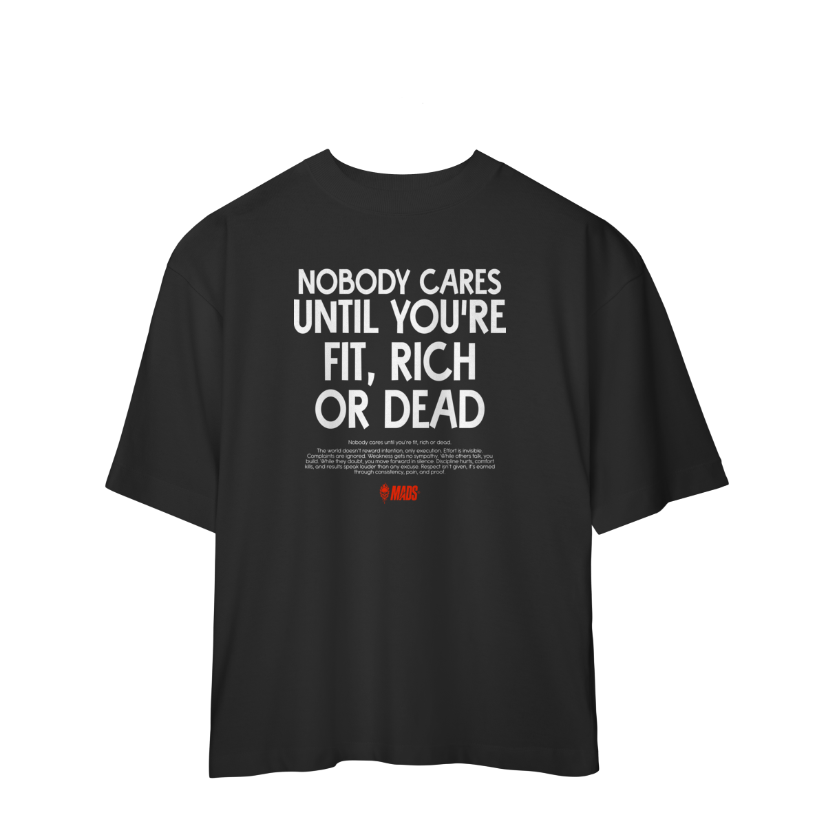 Nome do produto: Camiseta Oversized MADS - Nobody Cares